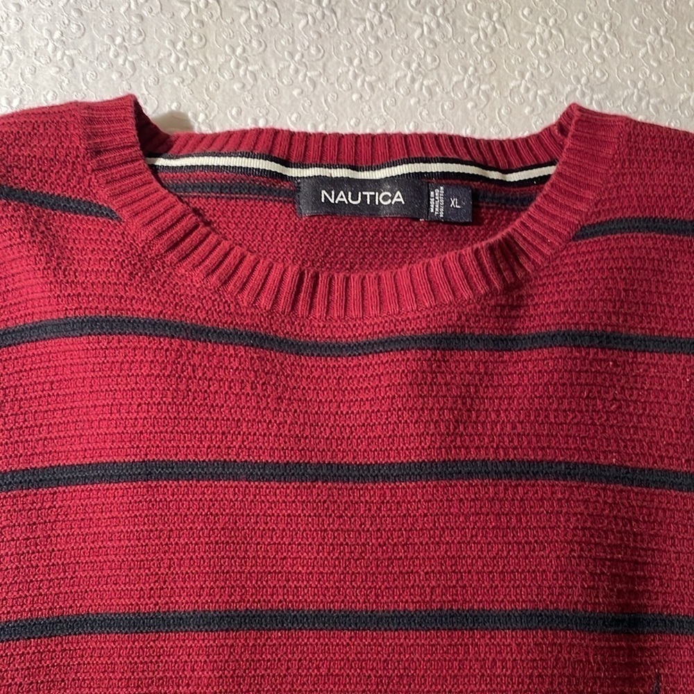 Nautica Men’s Crewneck Sweater Pullover XL Long Sleeve Striped